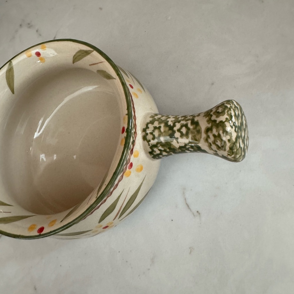 Temptations by Tara Old World Green Soup Bowls with Handle 18 oz - Picture 3 of 8